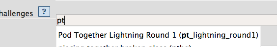 Post to Collections/Challenges: pt in text box and Pod Together Lightning Round 1 (pt_lightning_round1) in dropdown box